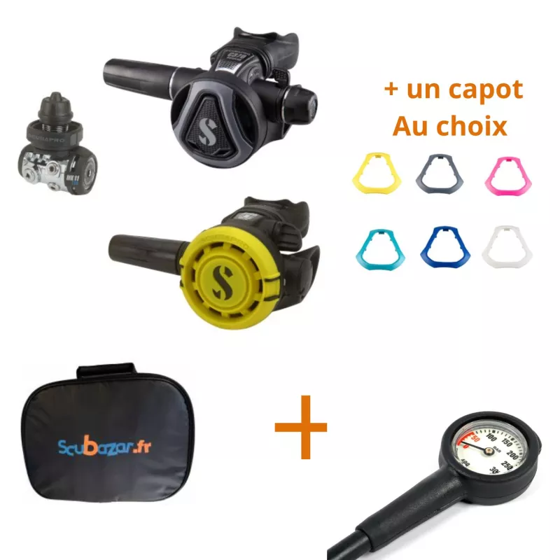 Pack MK11 Evo Din Noir C370 avec octopus R105, manomètre et sacoche  - 1